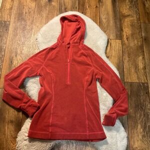 Zella Active Hoodie Pullover Top Size Small Salmon 1/4 Zip Thumb Hole Long Slve